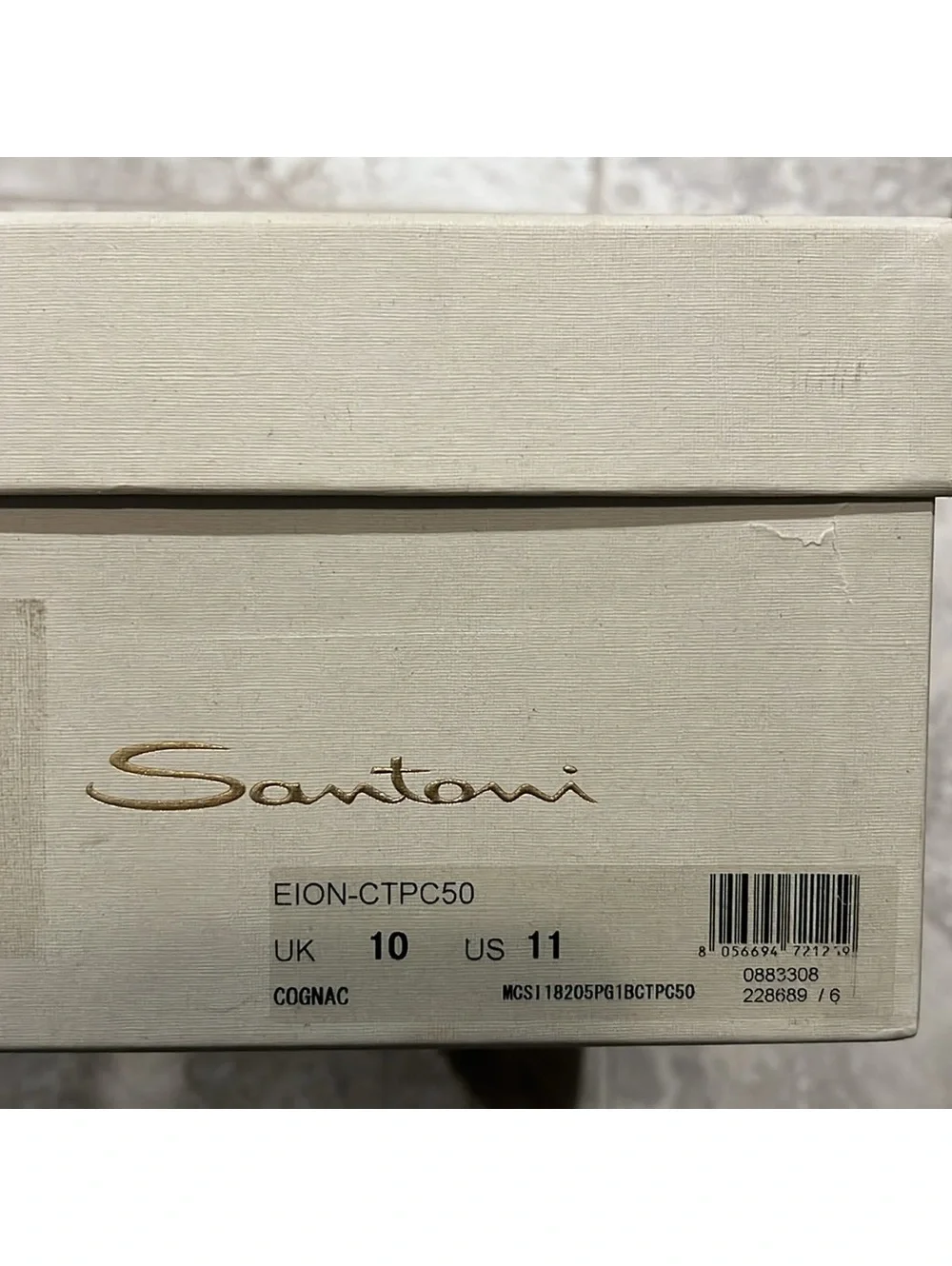 Santoni Men's Simon Cap Toe Oxfords in Cognac, Size UK10 US11 New +DustBag